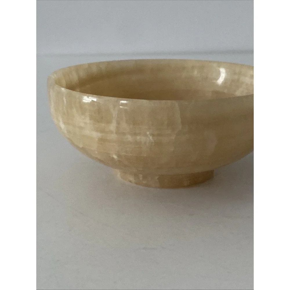 4 inch 100%Natural Chinese Yellow Jade Bowl Carved Diameter